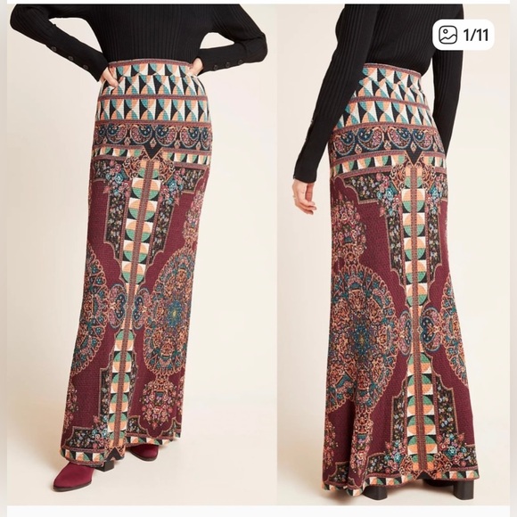 FARM Rio Geometric Maxi Skirt - Black and Orange